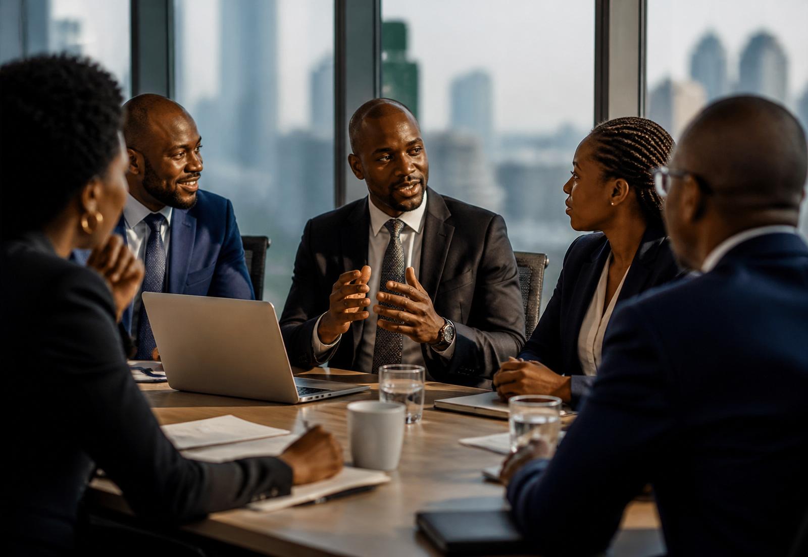 African business executives in a strategic meeting